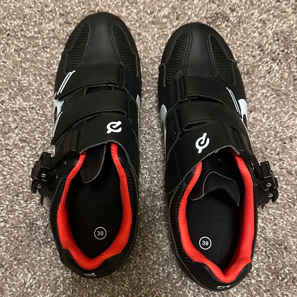 Peloton Black and Red Cycling Shoes